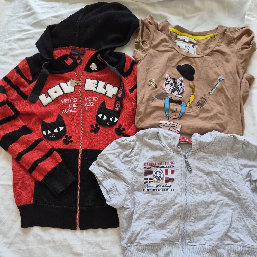Teenager Sweater Jacket Short Sleeve Top And Crop Top